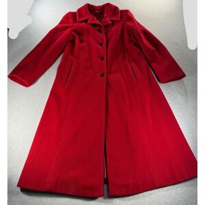Vintage 80s MG Kinster Red Wool A-Line Princess Coat The Great American Coat Med